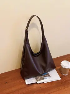 Elegant Leather Tote Bag, Carry All Tote, High Quality Bag, Soft Texture Single Shoulder Large Bag, Perfect for Books & Laptops, Versatile Commute Backpack, College Style Tote