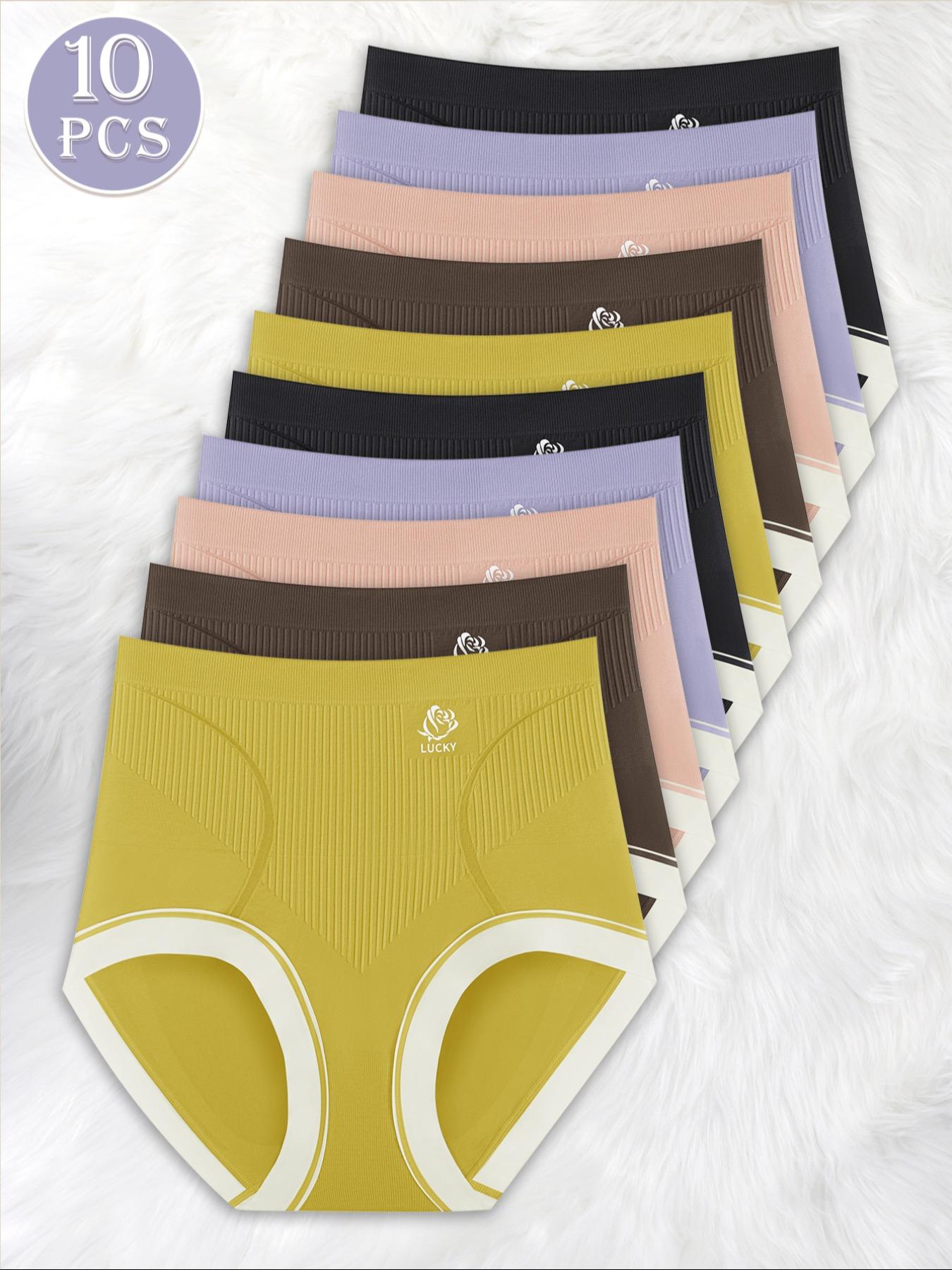 Women's Contrast Binding Full Coverage High Waist Panty, Casual Comfy Breathable Knicker for Daily Wear, Ladies Underwear for All Seasons, Breathable Panties