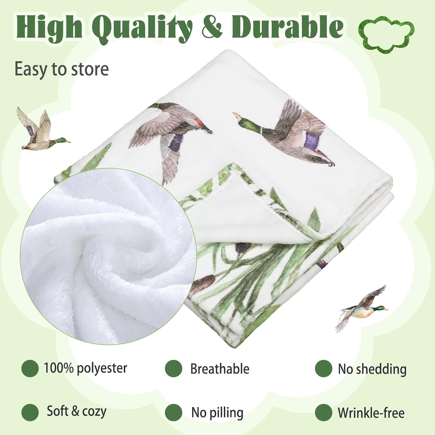 Mallard Duck  Monthly Milestone Blanket Months Blanket Mallard Duck Stuff Growth Chart Milestone  for Boy or Girl with Felt Marker, 40"x60"