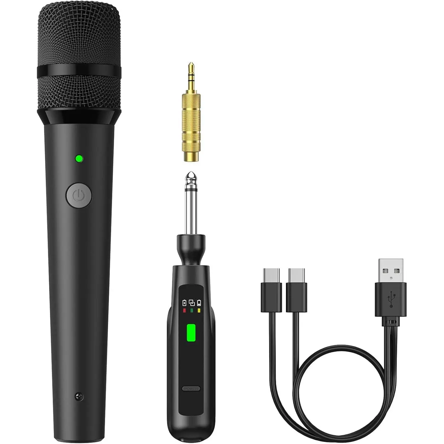 2.4G Wireless Microphone, Rechargeable Cordless Handheld Microphone System with Receiver, Karaoke Mic for Singing, Home Party, Birthday, 50ft / 15 m Range, TW-210