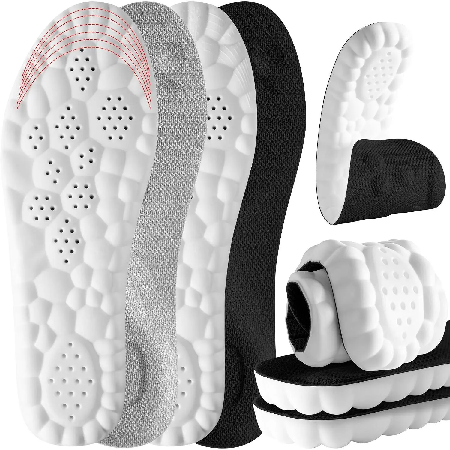 Men's Multiple Pairs (2-Pair Pack) Soft Cushioned Memory Foam Insole Inserts - Soft Pads, 4D Cloud Steppers, Shock Absorbent, Anti-Fatigue, Foot Pain Relief for Work Boots, Sneakers, Soft Cushioned Insole