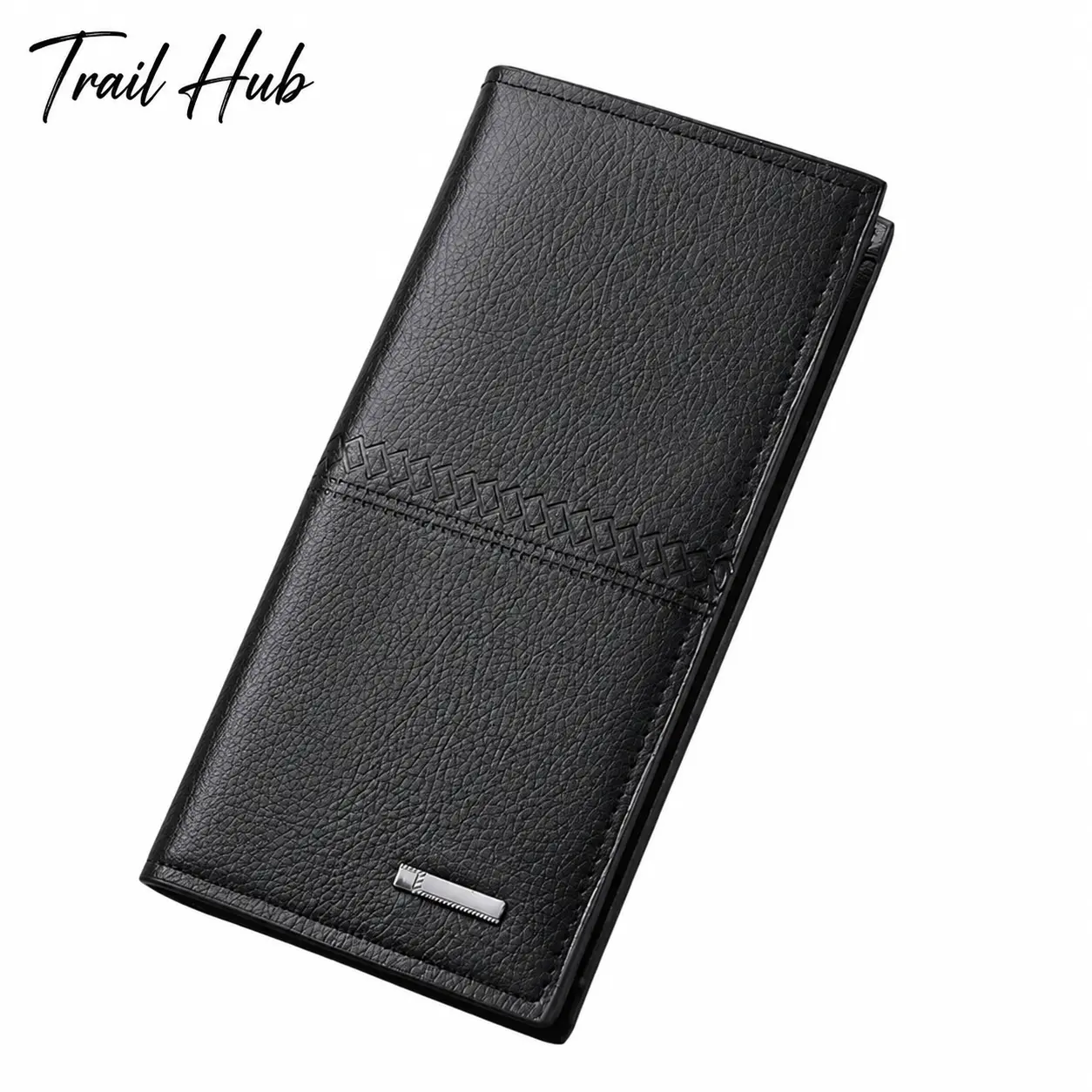 Premium Genuine Leather Long Wallet for Men – Slim Cross-Border Design with Full-Zip Enclosure, Multiple Card Slots, ID Window, and Cash Compartment for Everyday Casual Use
