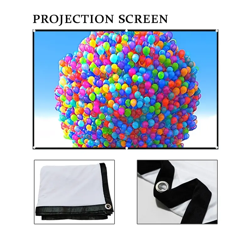 High density thickened foldable polyester soft screen projector screen 60 inches -150 inches projection screen high-definition home outdoor projection screen 16:9