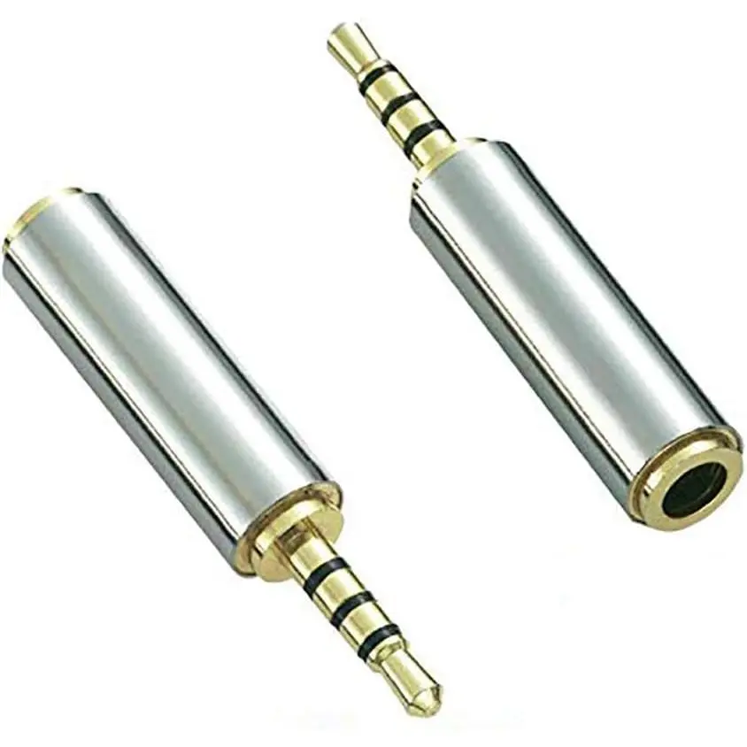 2-Pack of Plated 2.5mm Male to 3.5mm Female Synthetic Audio Adapter, Plug-and-Play 3-Ring Jack Converter with Hi-Fi Sound, Manufacturer Warranty for Headphones/Earphones, Manufacturer Warrenty