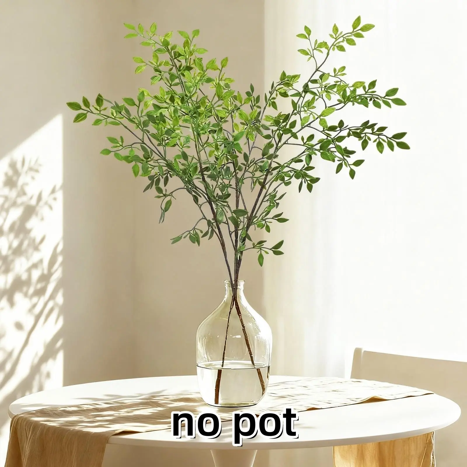 2 Pack 43.3 Inch Artificial Nandina Greenery Stems, Faux Leaves Fake Plant Branches, Decorative Artificial Greenery for Vase Filler, Office and Indoor Home Decoration, Evergreen Faux Plants