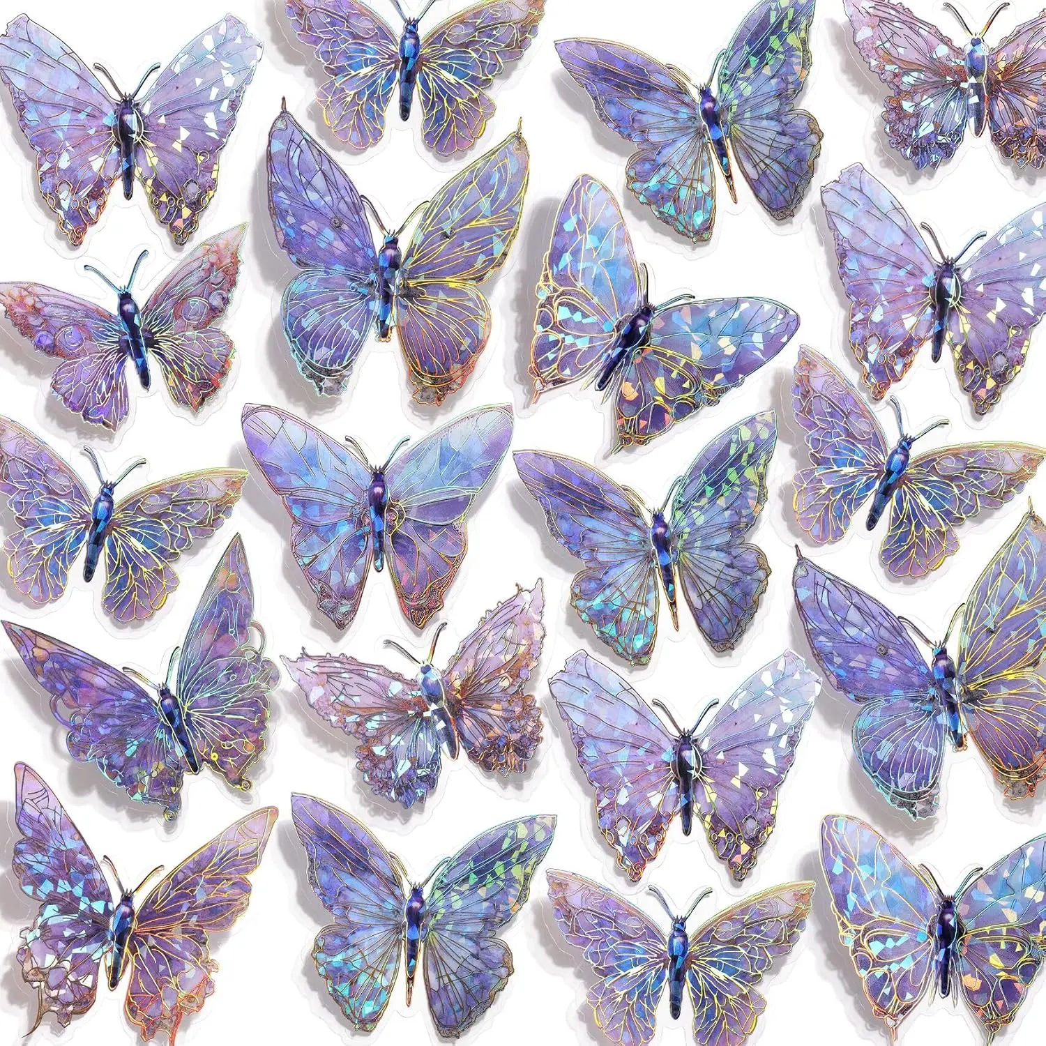 50 count Butterfly Wall Decor Cute Fairy Butterflies Wall Stickers  Butterflies for Birthday Cake Wedding Party Craft Room Decor Removable DIY Wall  sm- ()