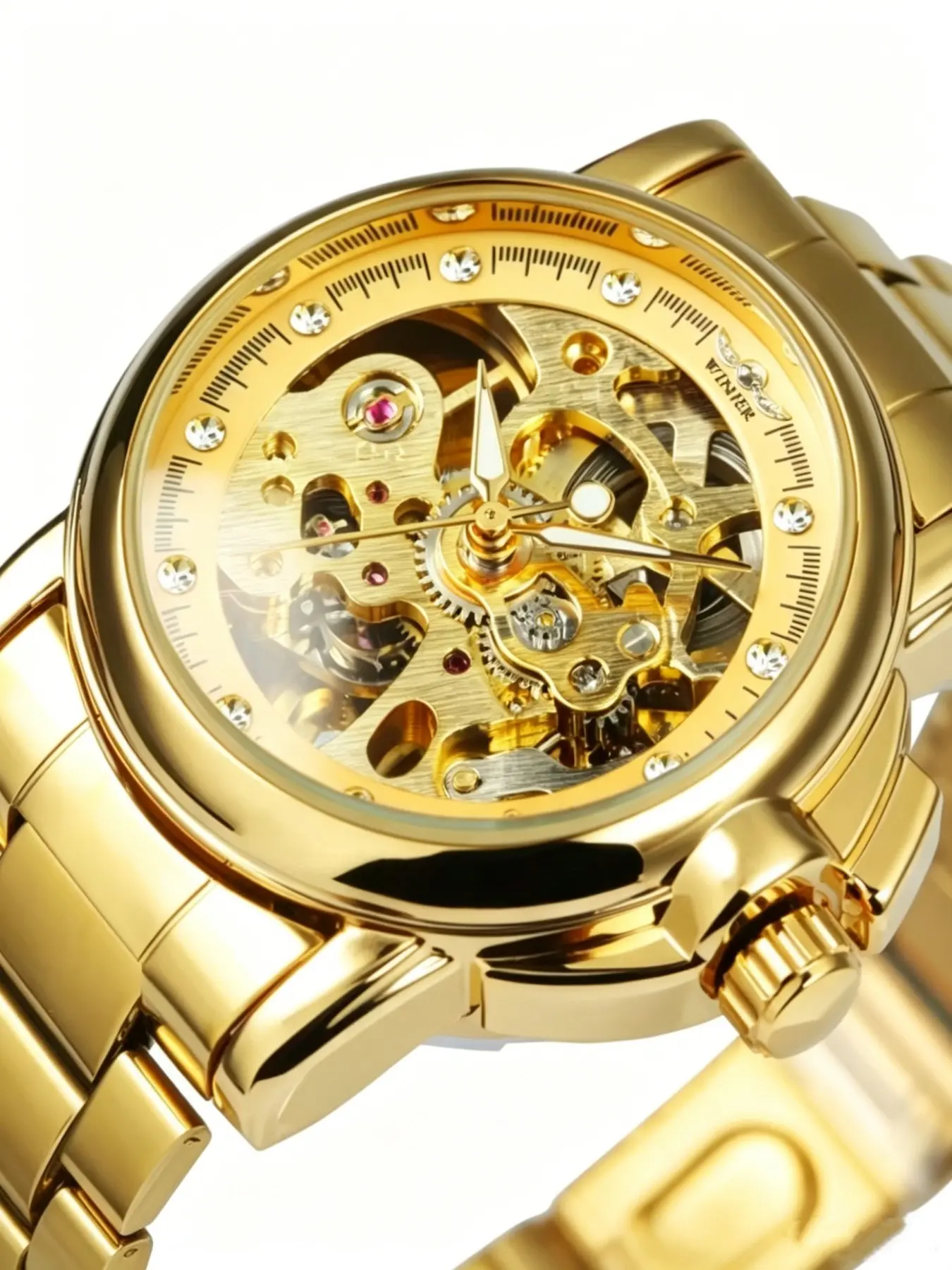 Luxury Women's Hollow Automatic Watch, Elegant Mechanical Watch with Stainless Steel Band, Waterproof Night Light, Gift Idea