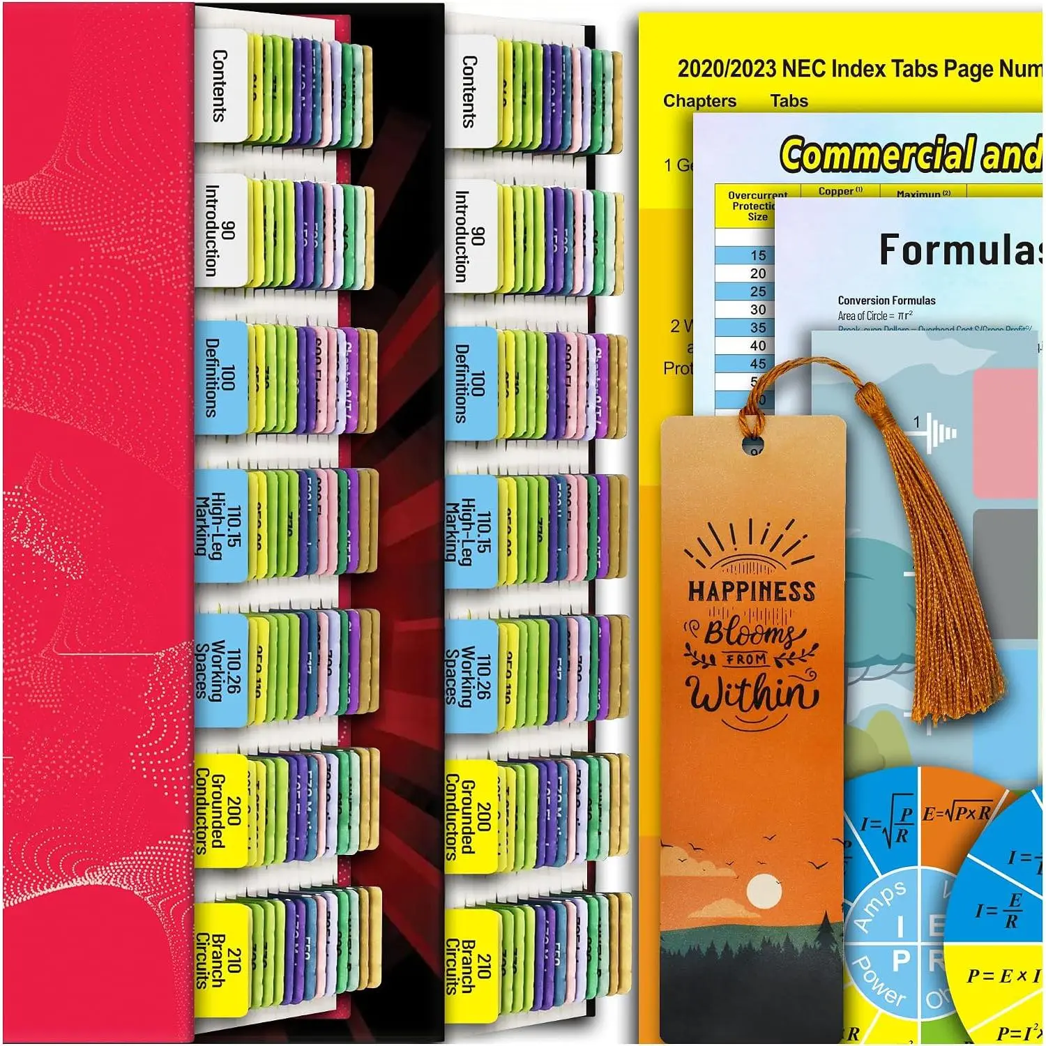 2020/2023  Electrical Code Self-AdhesiveTabs, Color-Coded and Laminated with Ohm's Law Stickers and Wire Chart, (Book not Included)