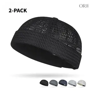 Summer New Arrival Large Grid Mesh Breathable Brimless Beanie, Adjustable Hip Hop Yuppie Docker Cap, Unisex Casual Landlord Hat For Outdoor Daily Wear,summerwins