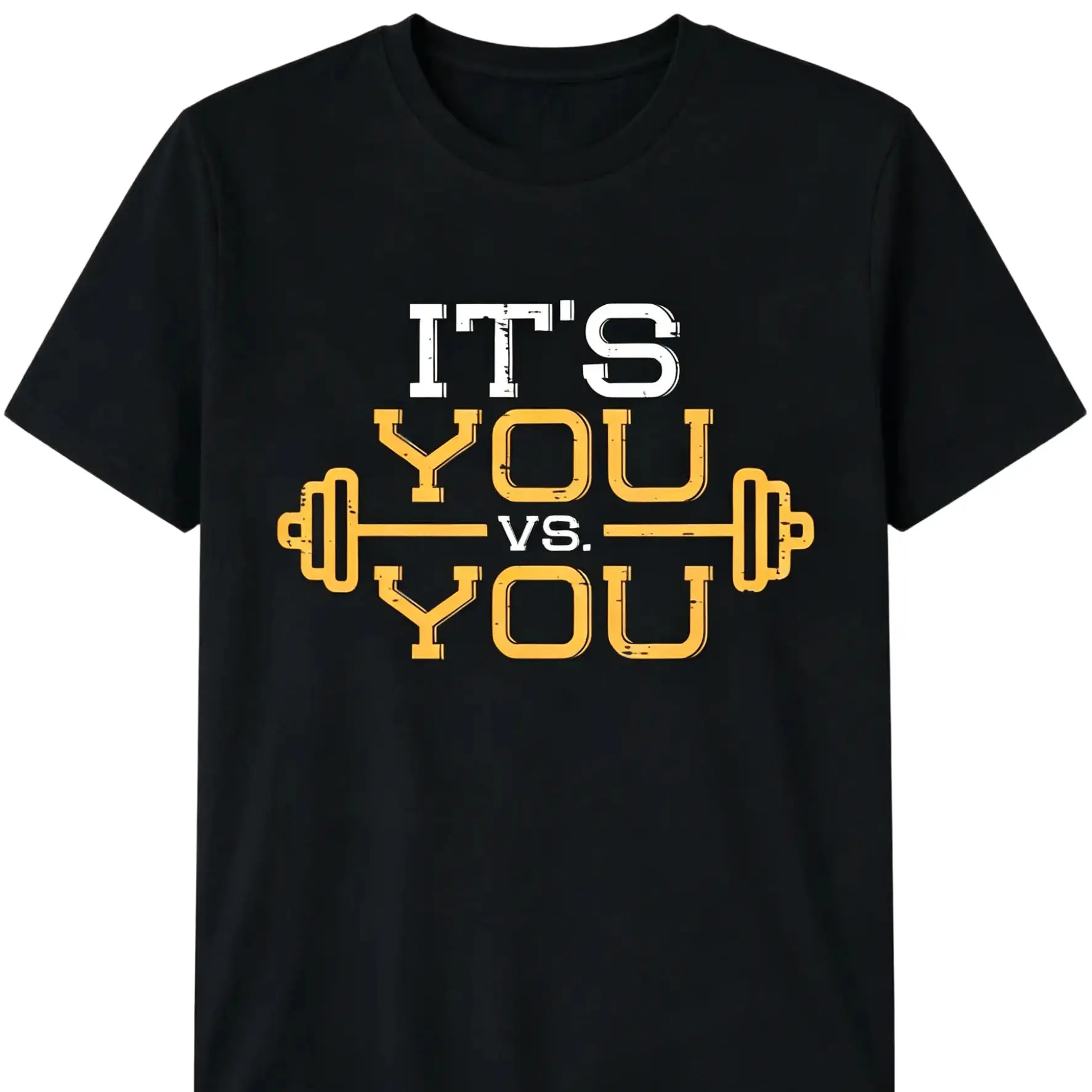 Women's Cotton Round Neck Short-Sleeve Fitted Vintage Casual T-Shirt - "It's Vs You" Graphic, Gym Workout Motivation, Everyday Clothes