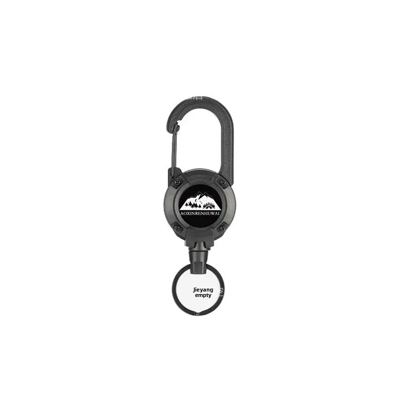 Retractable Keychain, Carabiner Badge Holder, Tactical ID Badge Reel, 22.8” Steel Retractable Cord, Durable and Secure