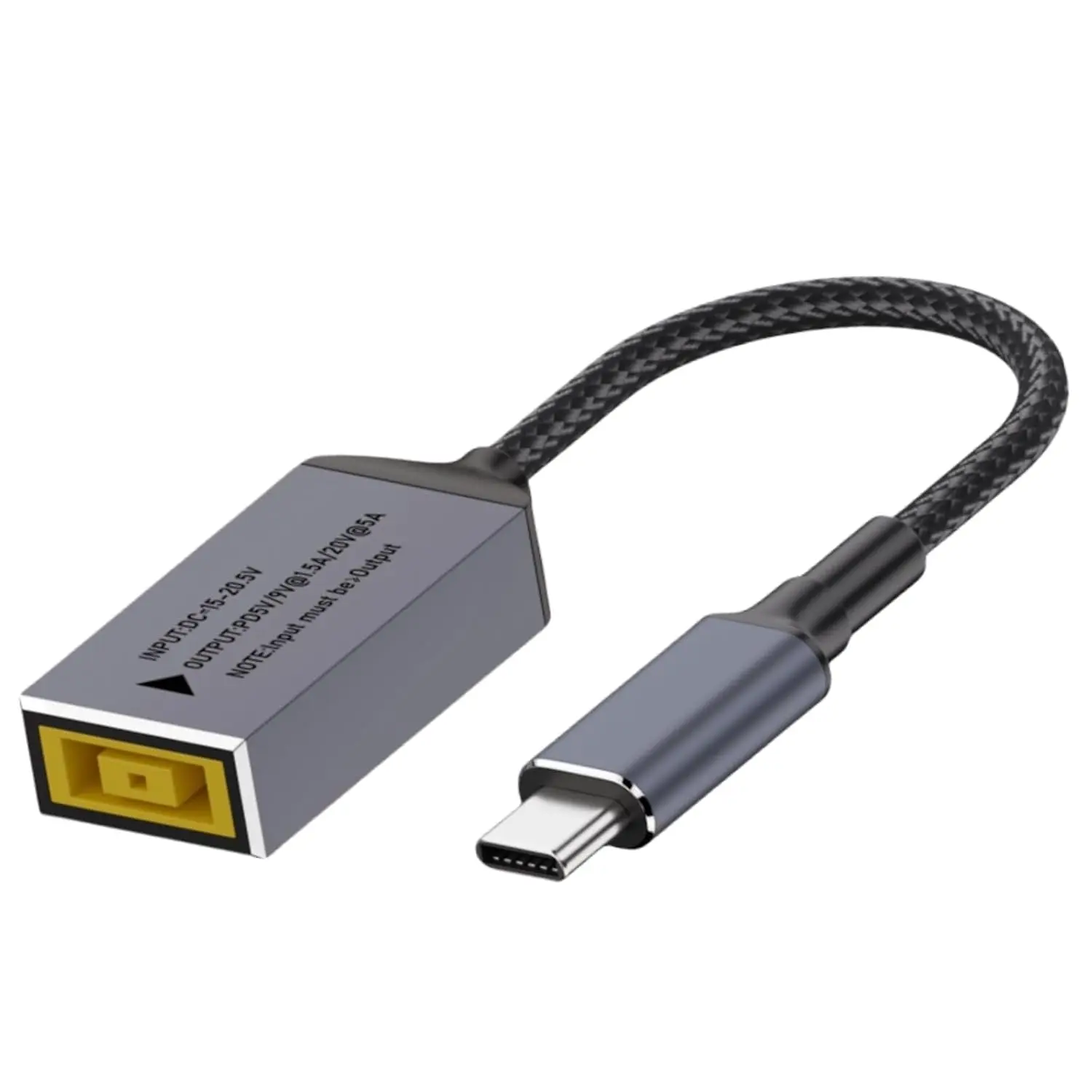 Slim Tip Female Input to USB C PD Male 100W Power  , for  Square Mouth Power Adapter to USB Type-C PD Output 5V/9V/20V.  to Charge USB-C Port Laptops,Phones,Tablets(7Inch)