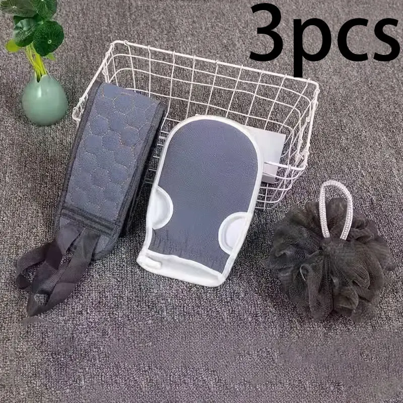 3-piece scrubbing set with strong scrubbing power to remove dirt. No need to ask for help. Long-handled scrubbing brush for back scrubbing. Bathing scrubbing gloves. Bath ball set. Household bathing gadget. Bathing sponge - deep cleaning.