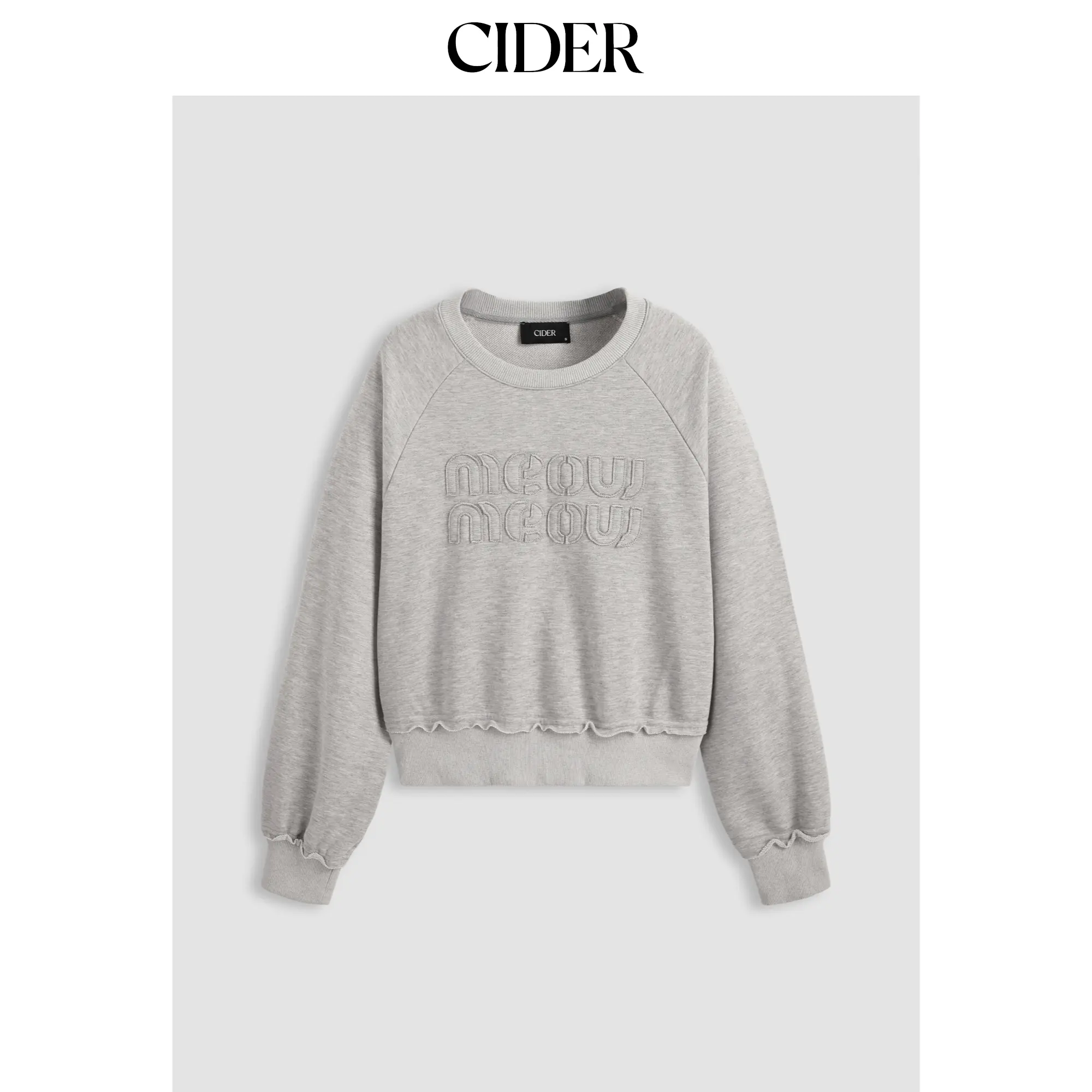 Cider [size 2-26] Terry Round Neckline Meow Sweatshirt SohoChic