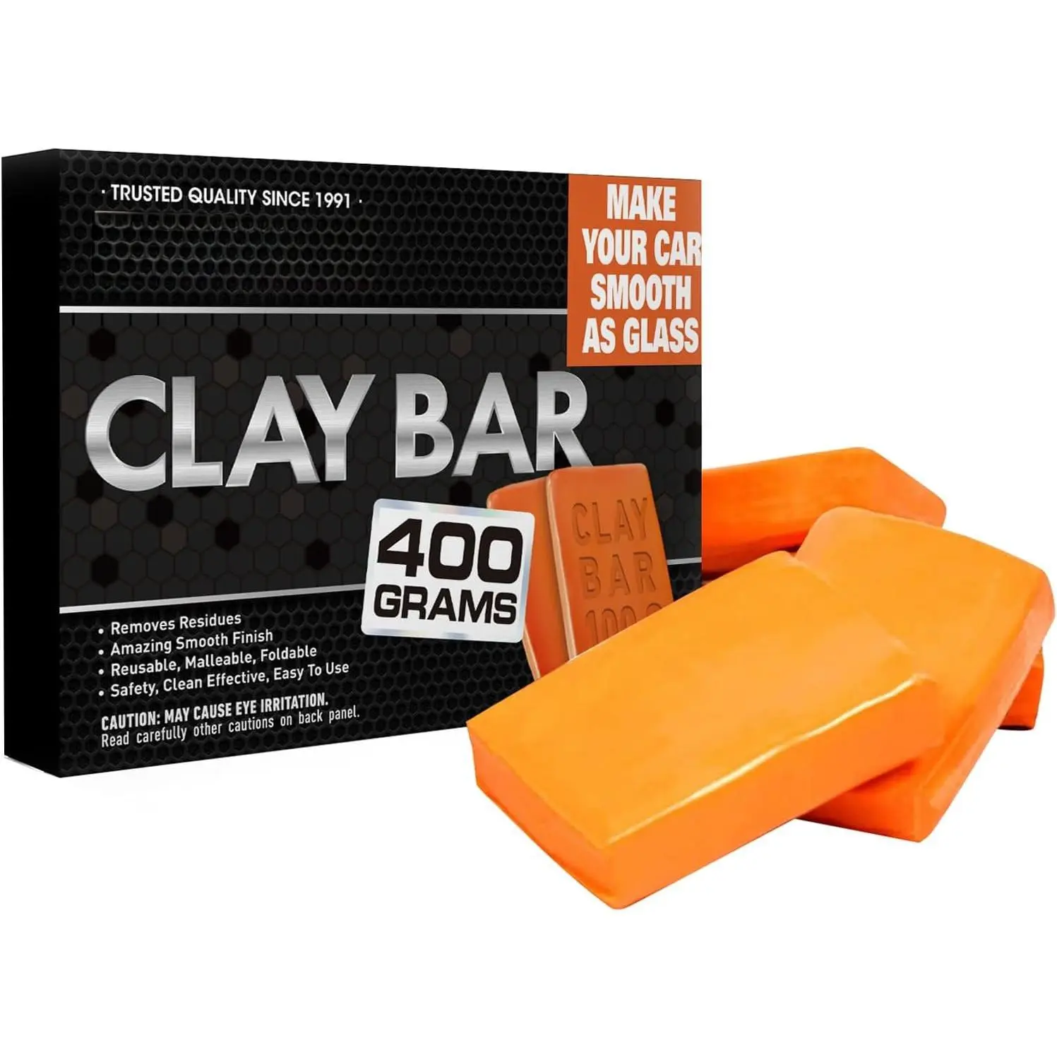 Clay Bar 4 Pack 400g(4x100g), Auto Detailing  Grade No Scratch Magic Clay Bars Cleaner Kit with Washing and Adsorption Capacity for  Auto SUV, RV, , Orange