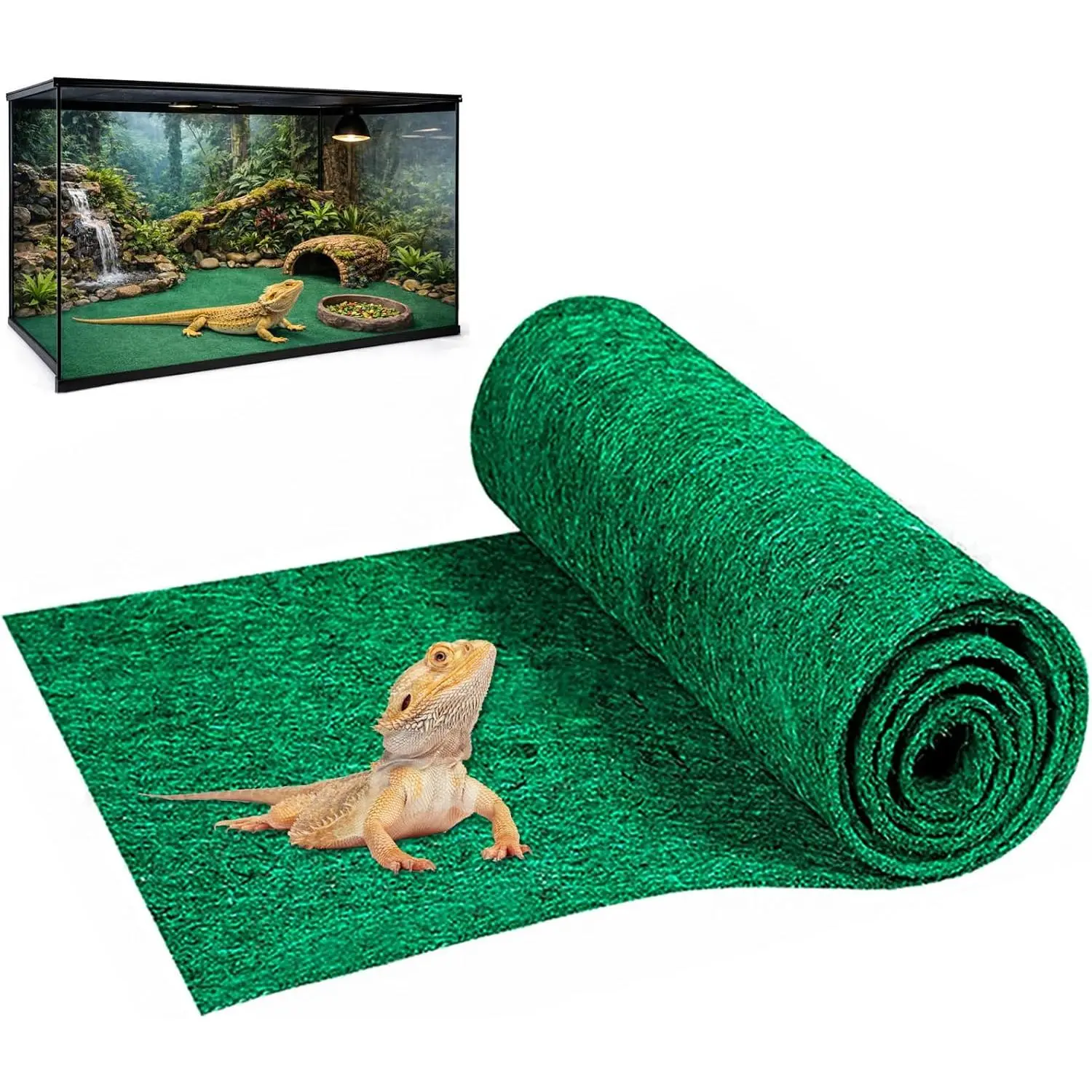 Reptile Bedding Mat - 47*24 inch Large Reptile Tank Bedding for Bearded Dragons, Tortoises