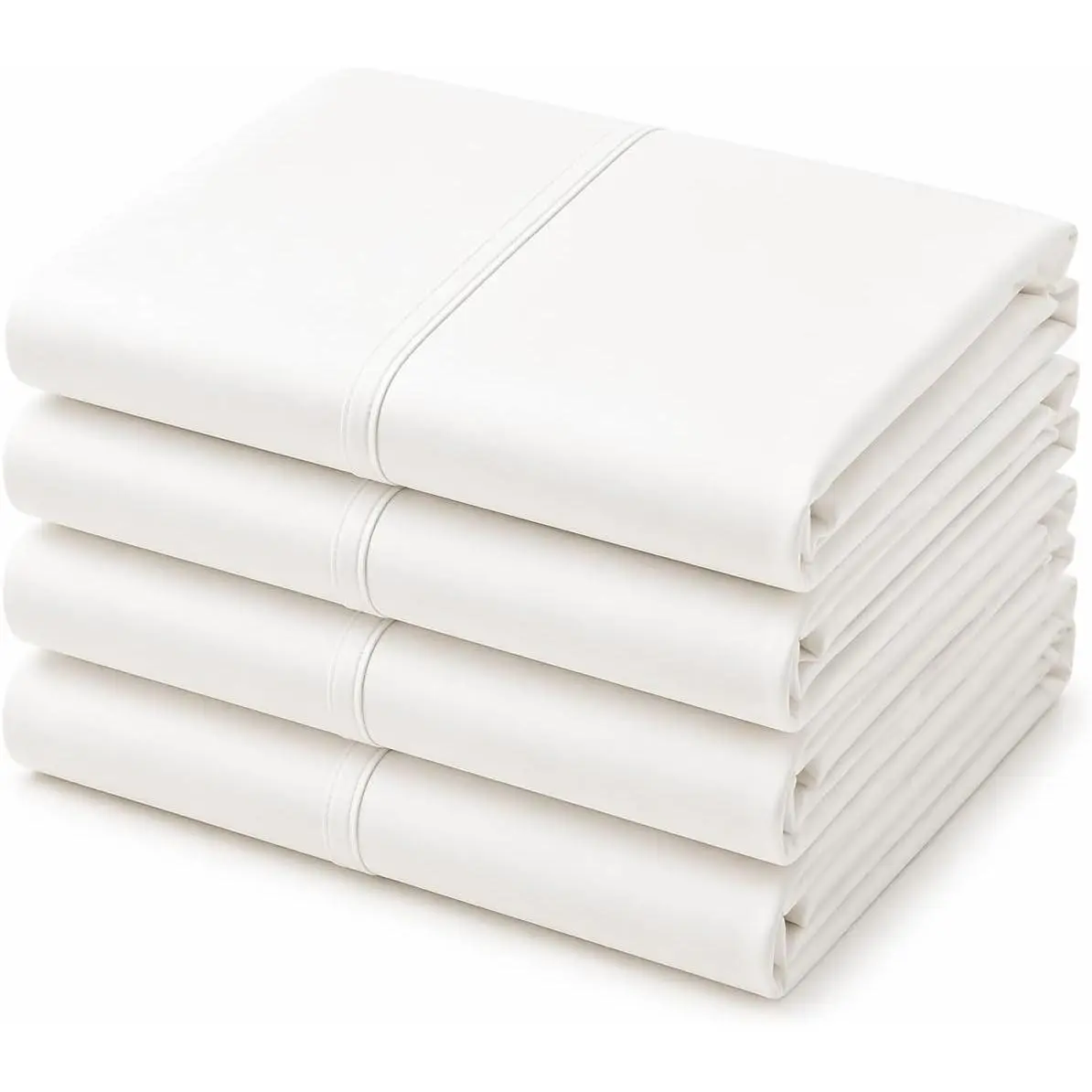 King Size Pillowcases Set of 4 – Hotel Quality Cotton Pillow Cases, Smooth & Silky, Soft Breathable Bed Pillow Covers, Machine Washable, White Pillowcases King Size