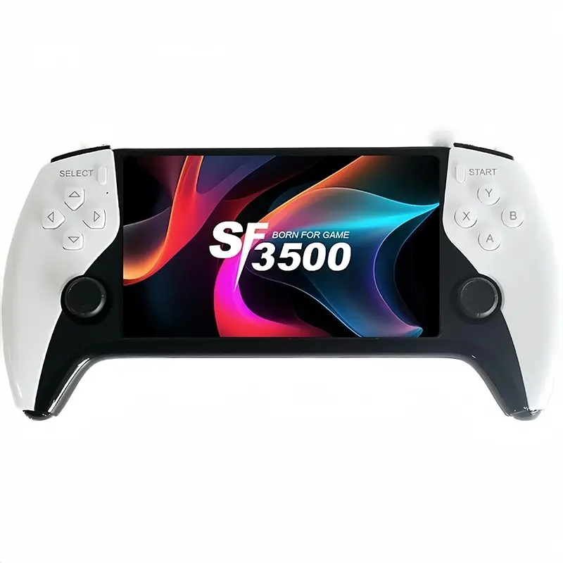 SF3500 Retro Handheld Game Console - Performance Upgrade: A handheld gaming console with a HD 5.5-inch IPS screen, featuring multiple games, classic video game support for TV connection, 14+ emulators, and 5-hour battery life.