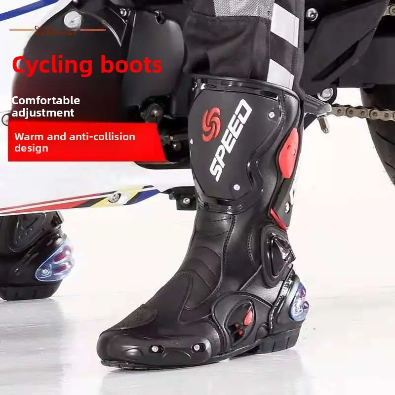 Men's Motorcycle Riding Footwear - All-Season Waterproof, Breathable Biker Boots with Reinforced Toe, Synthetic Leather Upper