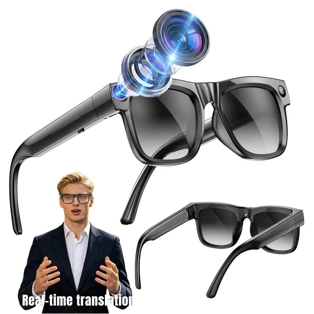 Bluetooth AI Smart Glasses with Camera, Build-in Mic & Speakers,8MP Camera , 4GB Memory Build-in,Hands-free Video Recording,290Mah Battery, UV400 Lenses, AI Real Time Translation ,Bluetooth Calling ,HiFi Audio ,Music Control, Multifunctional Smart Glasses
