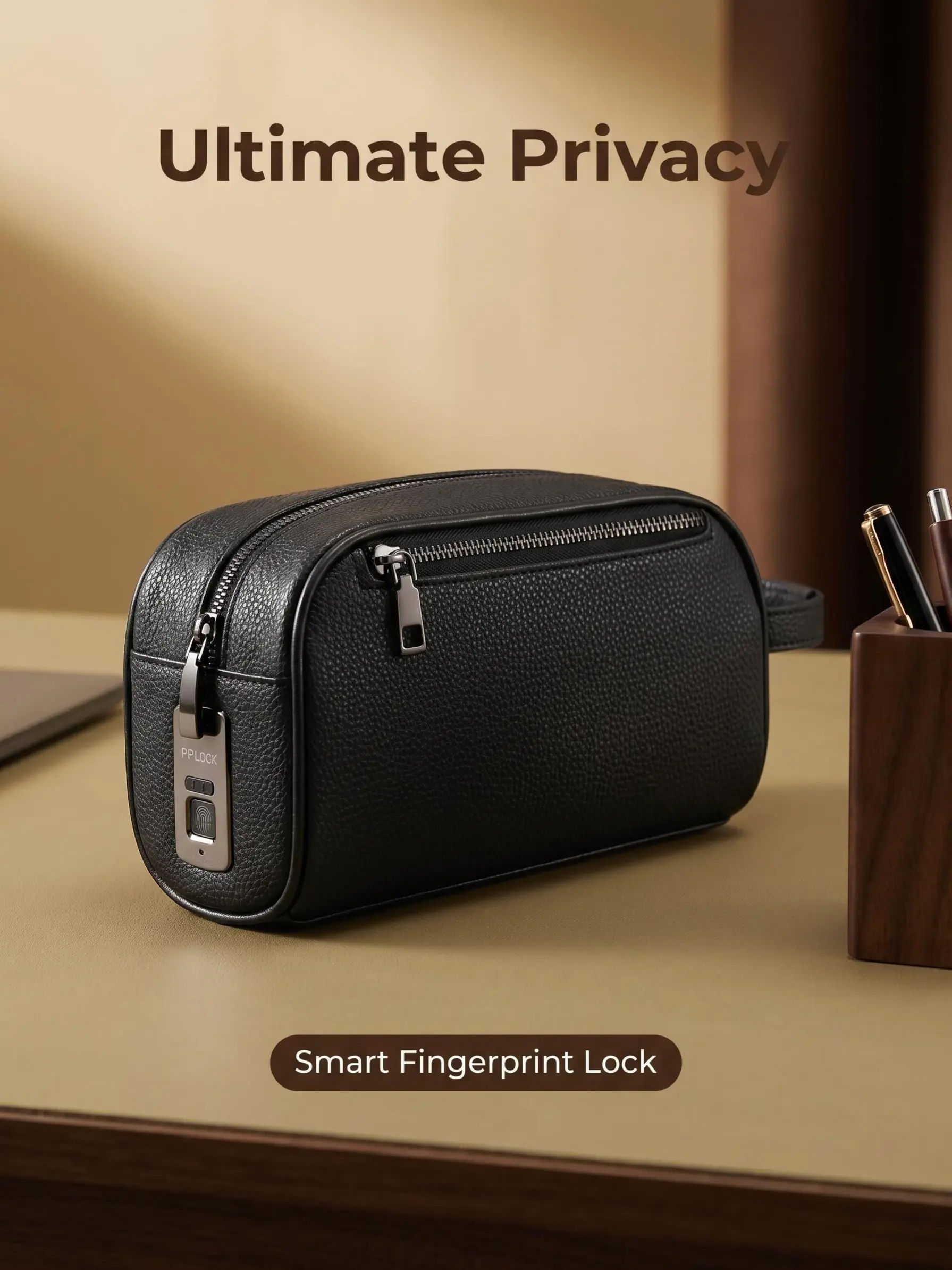 High-End Men's Portable Handbag with Fingerprint Lock, Ultra-Fast Unlock in 0.5 Seconds, Perfect Gift for Men's Special Occasions