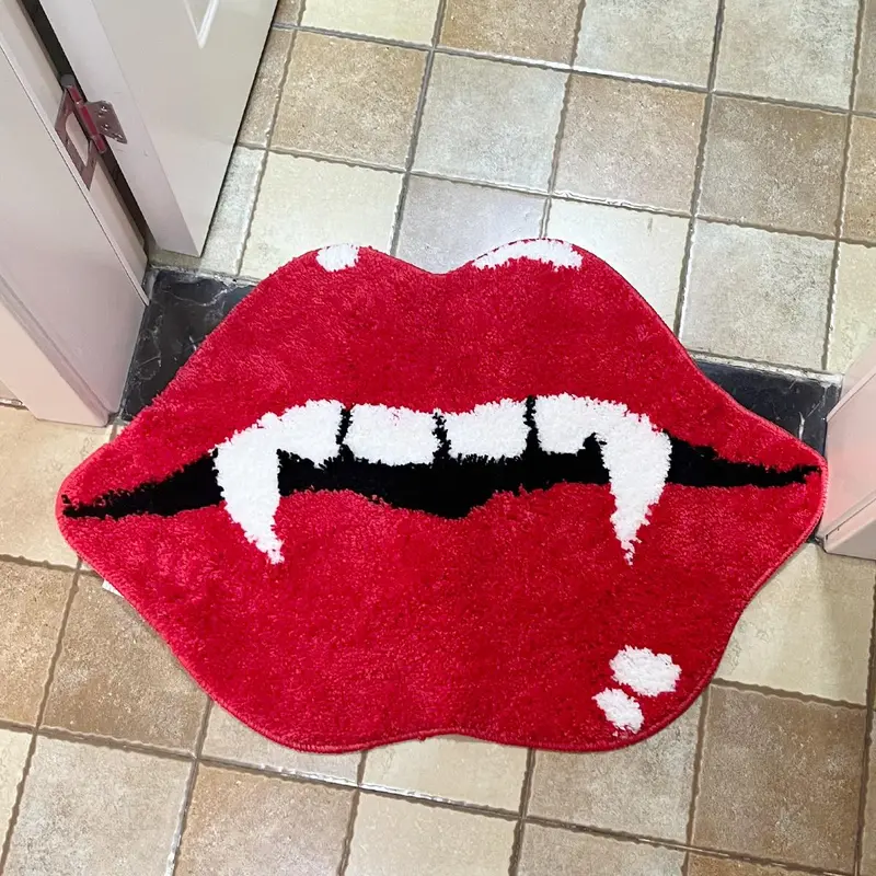 Creative Vampire Teeth Pattern Bath Mat, 1 Count Non-slip Soft Area Rug, Bath Rugs for Bathroom, Decorative Carpet for Home Living Room Bedroom Bathroom, Bathroom Drying Doormat, Bathroom Mats, Nonslip Bathroom Rugs, Bathmats for Bathroom