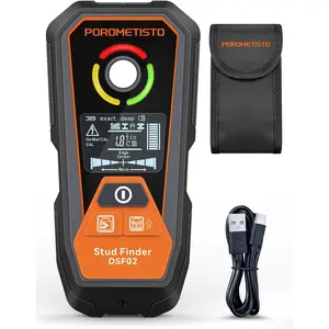 2026 Rechargeable 6 in 1 Stud Finder Wall Scanner POROMETISTO, Positioning Hole for Pipe Wood Studs, Live Wire Detector for Electricians, Ferrous Metals Non-Ferrous Metals, Alarm Wall Detector