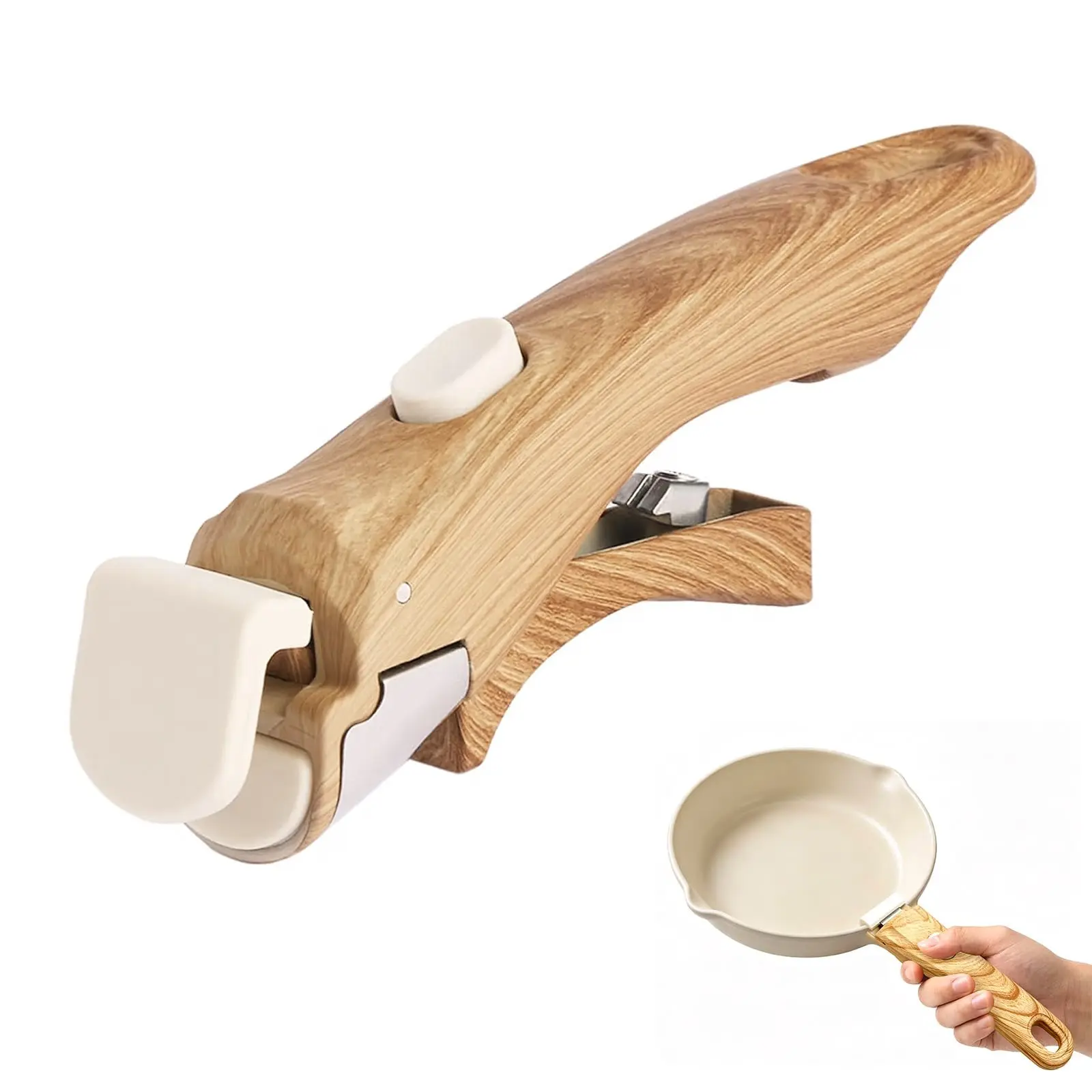 Removable Pot Handle & Detachable Pan Handle, Universal Pan Handle Replacement for Kitchen Cookware, Wood-Like Finish