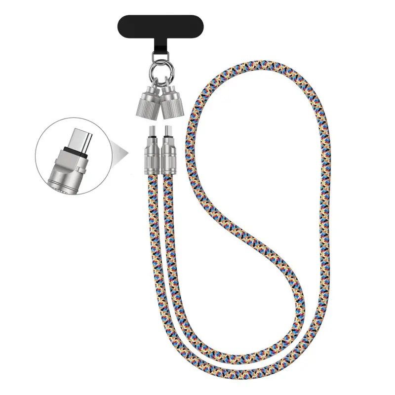 Portable Charg for iPhone 15 16 17 Pro Max Plus Air Phone Lanyard Crossbody,iPhone 17 Pro Max, USB C Cable Fast Charging  USB C to USBC Cell Phone Neck Nylon Data,Portable iPhone Charger Transfer Cord for iPhone