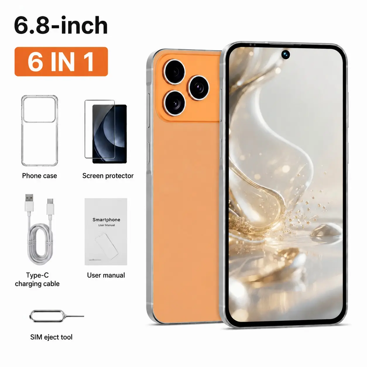 MSEVC 17 Pro Max Smart 6.8 Inch Android 12 Smartphone, Helio P22 Octa-Core Processor, 4+64GB, 4000mAh Long-Lasting Battery, 8+16MP Dual Camera, HD 720*1560 Screen, 4G LTE Dual SIM, TF Card Expandable, Face ID