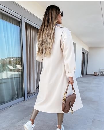 Women's Long Coat Notched Lapel Collar Double Breasted Pea Coat Winter Elegant Wool Blend Over Coats Jackets Women's Long Coat Notched Lapel Collar Double Breasted Pea Coat Winter Elegant Wool Blend Over Coats Jackets