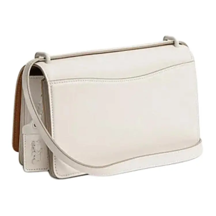 COACH Bandit 24 Logo Buckle Crossbody Shoulder Bag for Women, Medium Size, Pink and White Leather