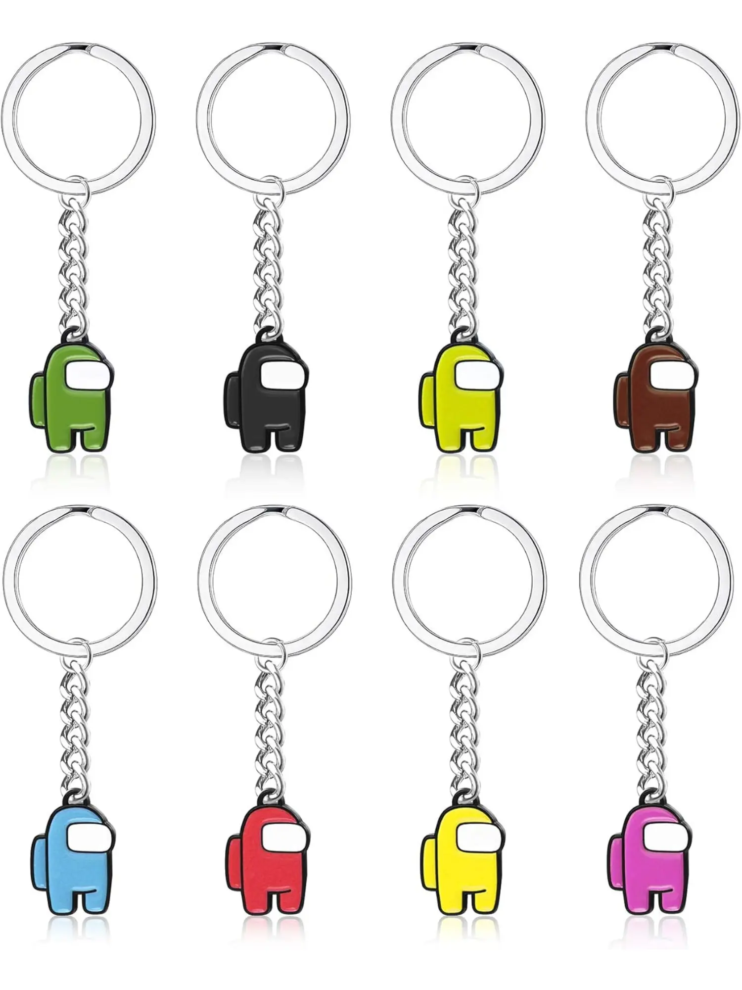 8Pcs Among Us Keychains Mini Character Keyrings Key Pendant Decor Cute Keyring Toys Birthday Gifts