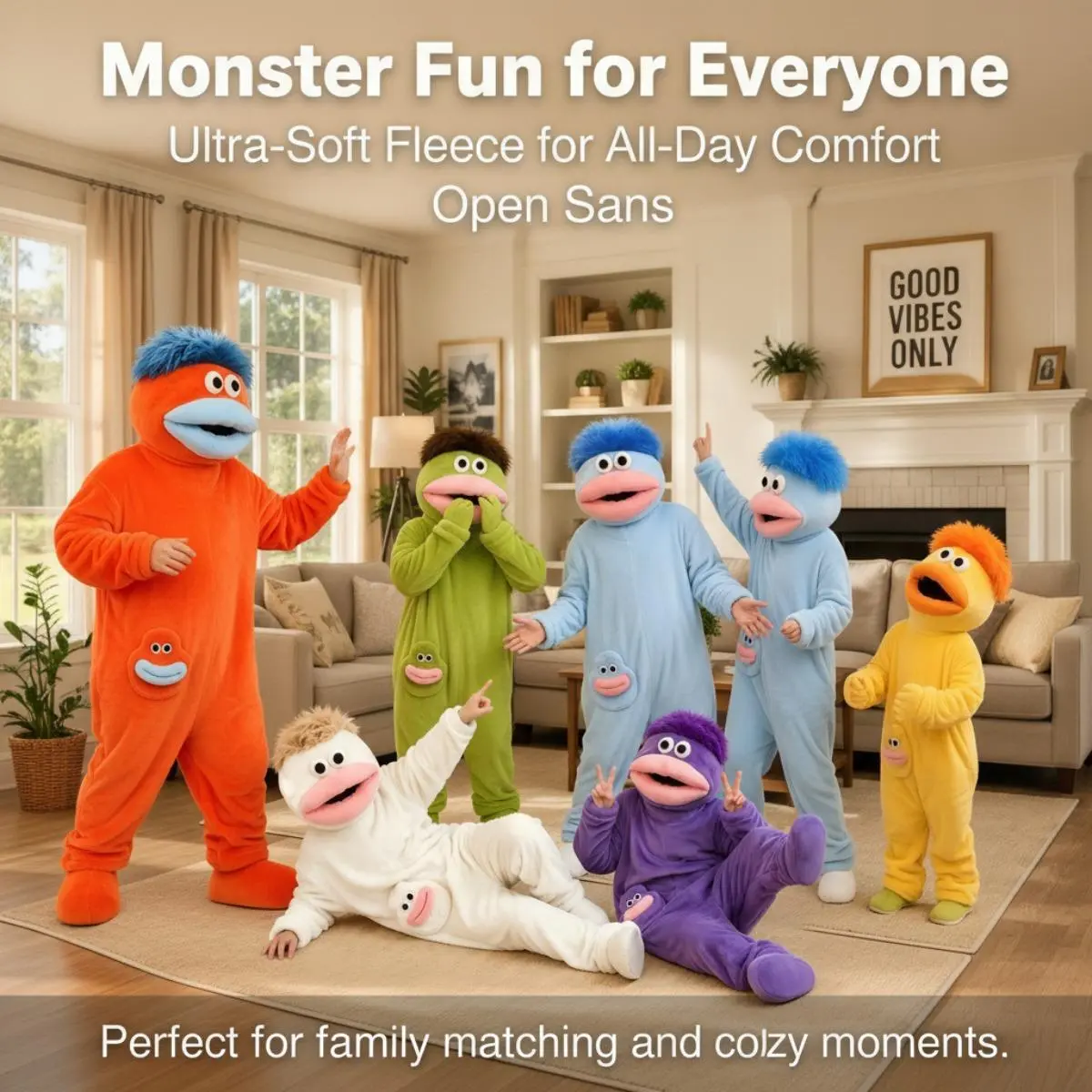 Matching Family Monster Onesie Pajamas for Kids & Adults, Oversized Soft Flannel Full-Body Jumpsuit, TikTok Viral Funny Halloween Costume, Cozy Winter Loungewear & Holiday Gift for All Ages