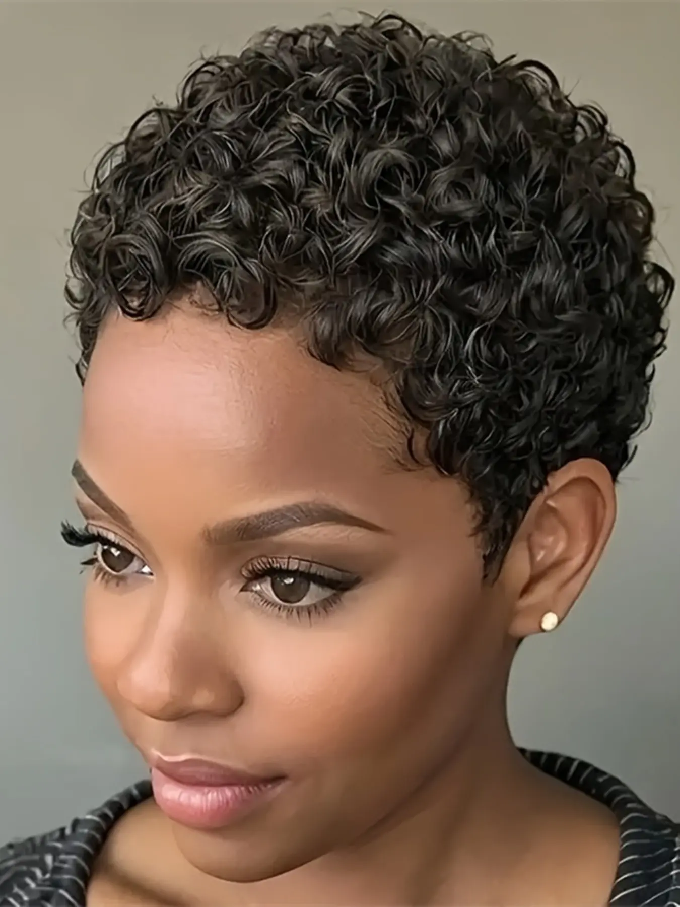 Natural Pixie Cut Wig, Short Curly Human Hair Wigs for Women, Daily Party Cosplay Use, Machine Made Hair