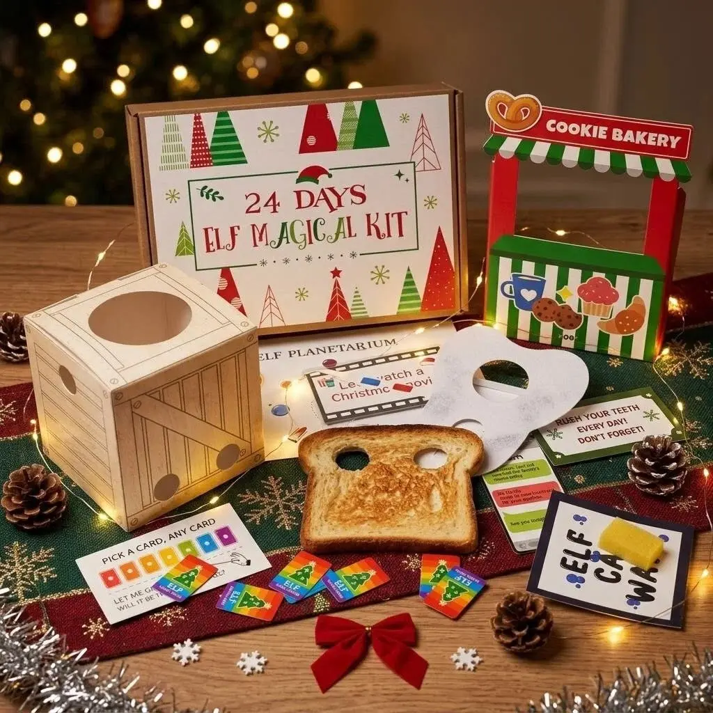 Christmas Elf Kit 24 Days Countdown Calendar, Christmas Elf Festive Holiday Gift Set, Perfect for Christmas New Year Celebrations, Christmas Elf Decoration Idea