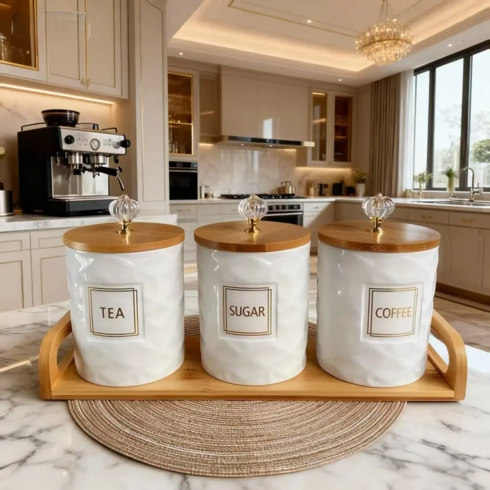 Luxury Ceramic Sealed Jar Set, Moisture-Proof Coffee Canister, High-Aesthetic Candy Tea Container, Perfect for Halloween, Thanksgiving, Christmas Decor