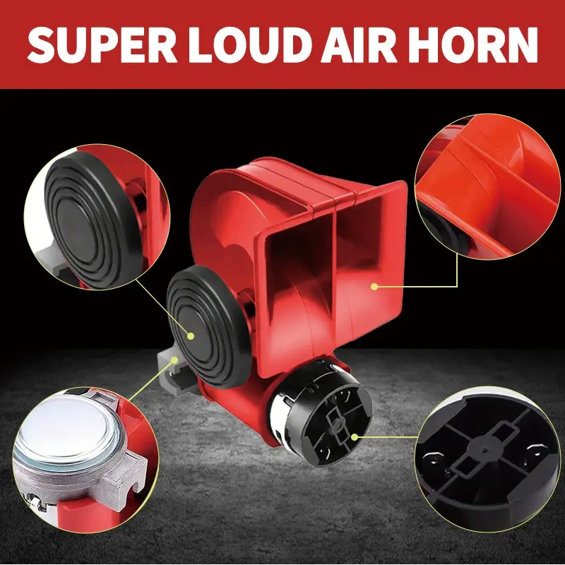 12V Train Horn, Snail-Style Super Loud Air Horn with Compressor, Plug-And-Play, No Battery Needed, Compatible with 12V Cars, Train Horn for Car