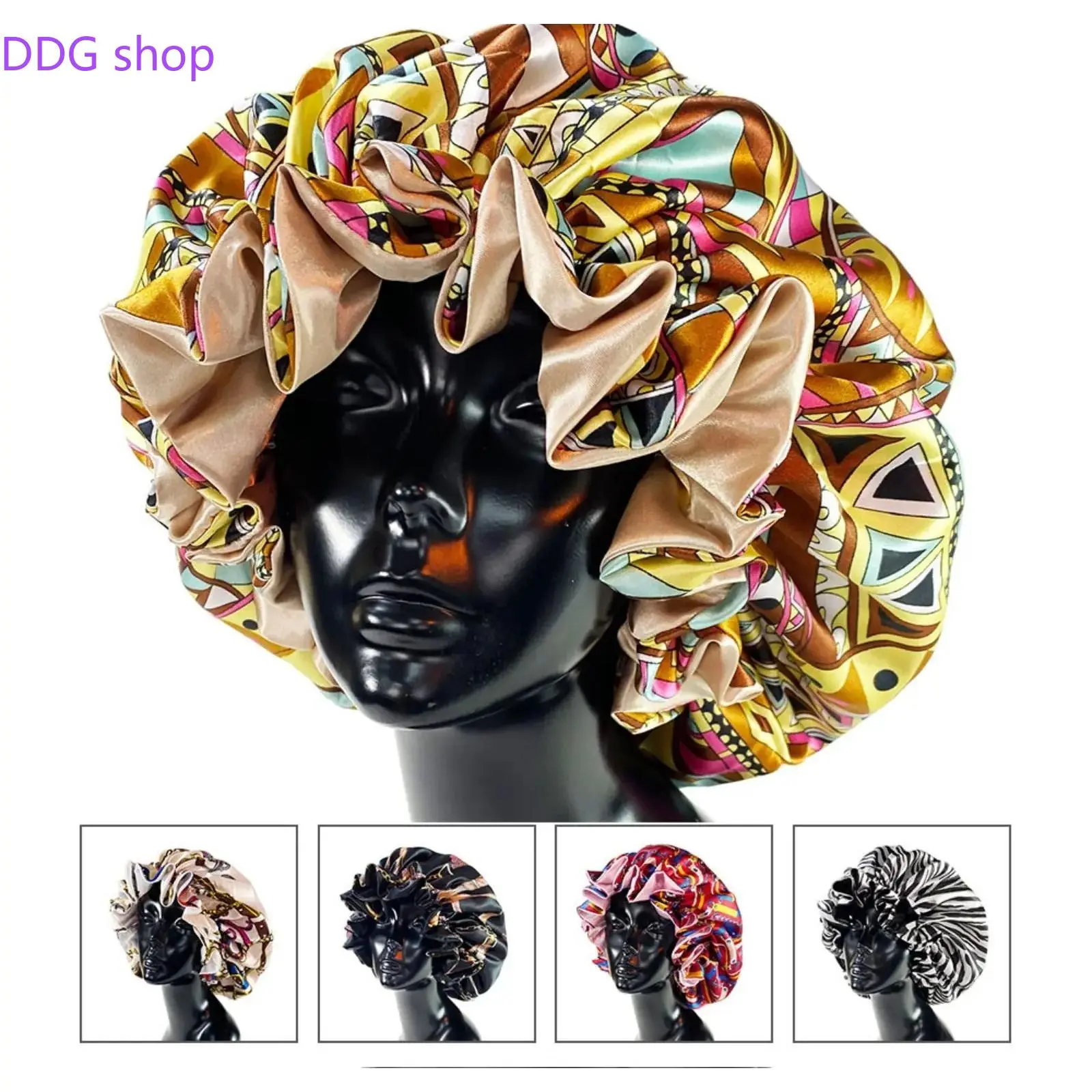 Women’s Spring Double‑Layer Plant‑Print Sleep Bonnet, Soft Lightweight Breathable Hair Care Headwear, Comfortable Daily Night Head Cover, Ideal for Night Sleeping, Indoor Resting, Daily Hair Protection and All‑Season Home Styling