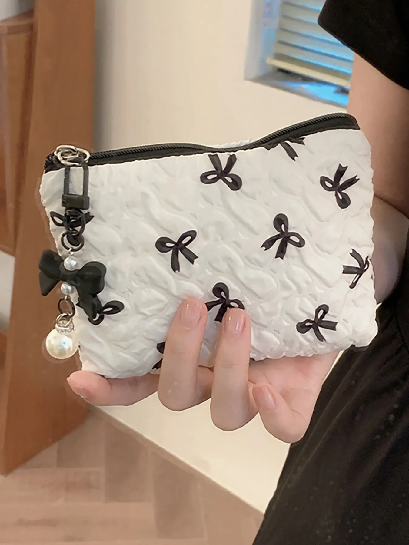 Elegant Butterfly Knot Makeup Bag, Fabric Coin Purse, High-End Menstrual Pad Holder, Key Case, Women's Fashion Handbag, Large Capacity, Cosmetic Bag, Makeup Organizer, Makeup Organizer Pouch, Makeup Pouch For Purse
