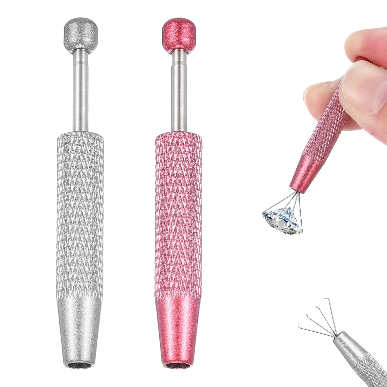 2 Pcs Mini Stainless Steel 4-Prong Claw Tweezers Piercing Ball Grabber Tool, Hand Tools for Jewelry Craft, Watch Repair