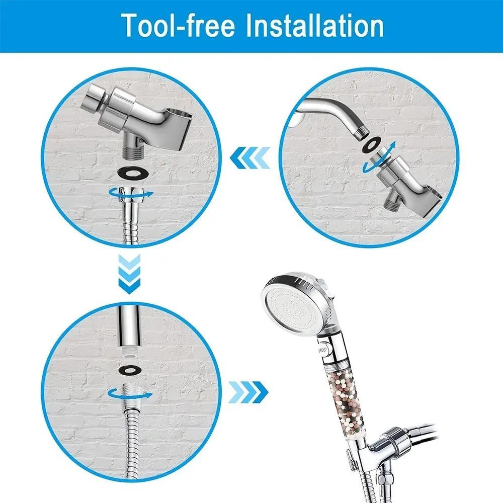 High Pressure Shower Head (without Hose), Pressure Boosted Shower, High Pressure Showerhead, Handheld Shower Head with 3 Spray Settings, Adjustable Universal Handheld Shower Head Replacement for Adults Children Pets