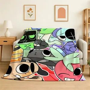 Dandy's World Anime Game Throw Blanket 240g Lightweight Soft Flannel Bed Blanket, Skin-Friendly Summer Thin Blanket for Sofa Couch Travel