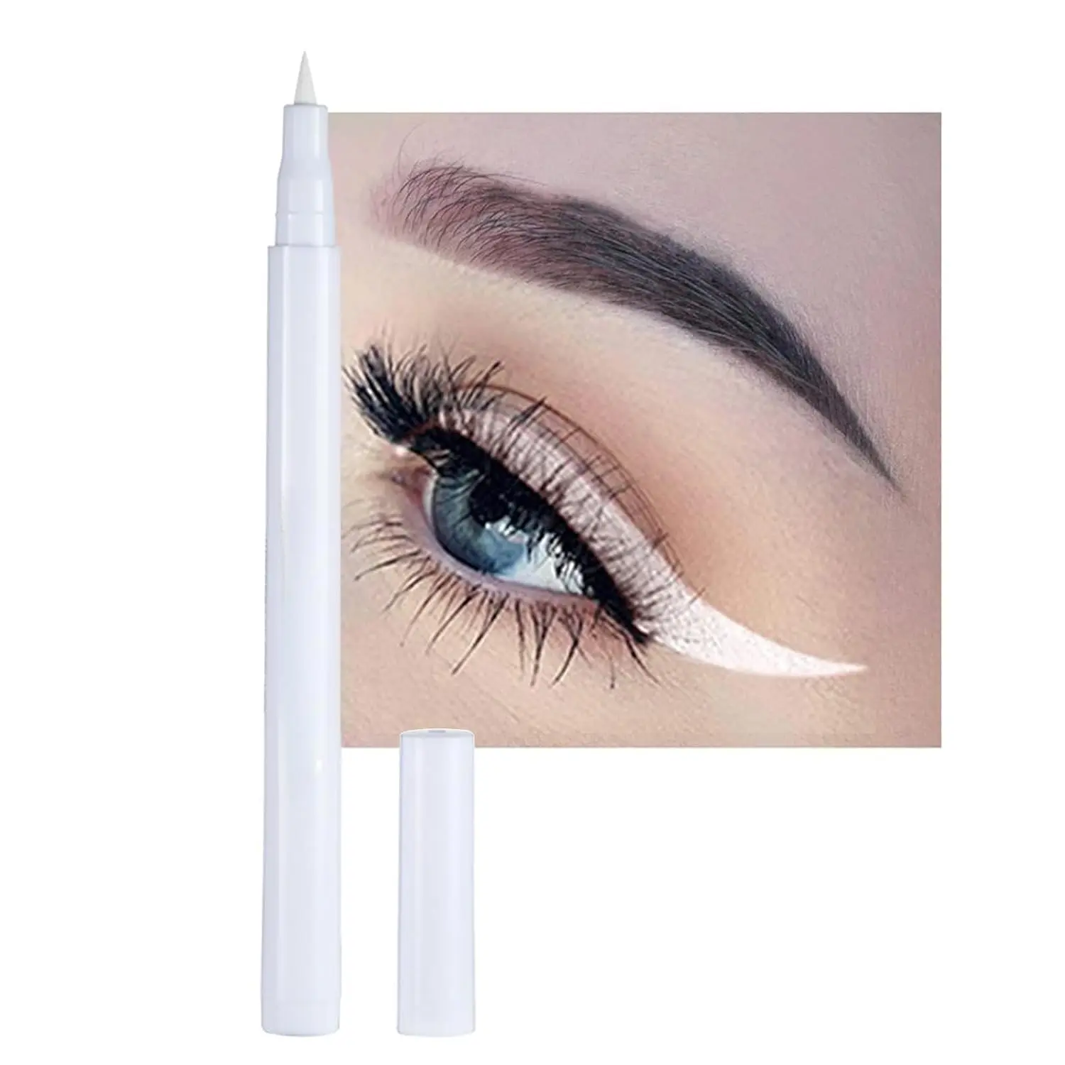 White Neon Liquid Eyeliner Pen, Vegan Cosmetic with a Sharp Tip, Long-Lasting Waterproof and Smudge-Proof Matte Formula for Daily Makeup for Women