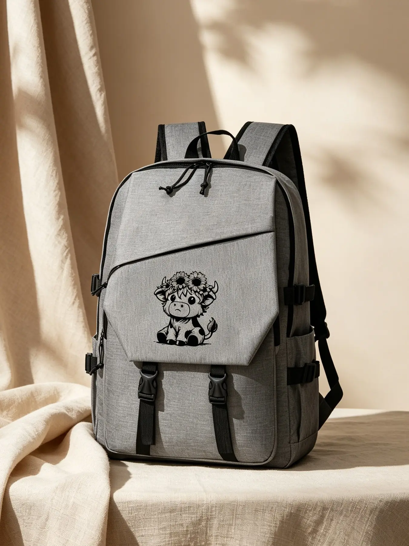 Cow Pattern Fashion Backpack, Unisex Large Capacity Bag, Laptop Computer Case, Office Work Bag, Business Travel Backpack, Ideal for Travel and Daily Use