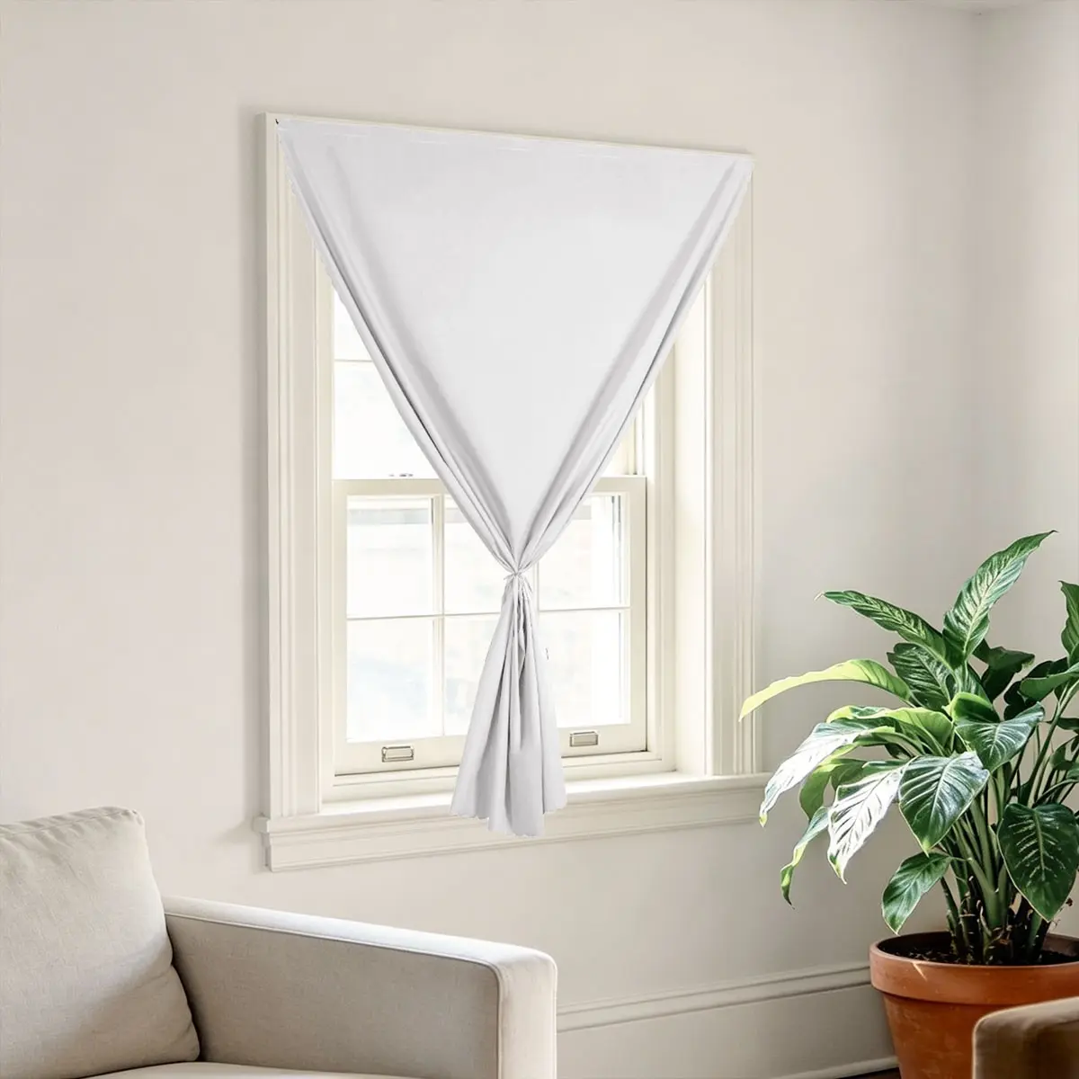 Pure Magic Tape Curtains, Home Decoration Curtain, Warm Wabi-Kusa Style, No Drilling Easy Installation, Single Panel Curtain for All Indoor Small Windows