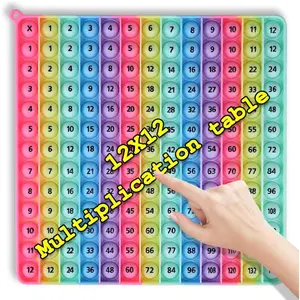 Rainbow Multiplication Table pop Fidget Toys Educational Math Learning Board Game, 12x12 Times Tables Practice, Colorful Silicone Push Bubble Sensory Toy (12 X12 Multiplication Table)fidget toys