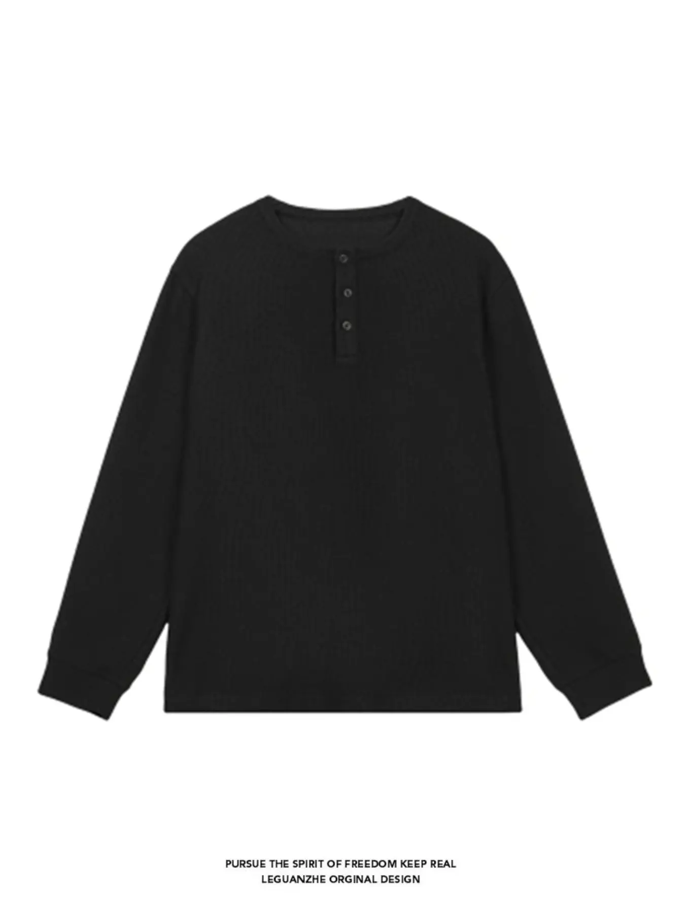 Men's Waffle Knit Henley Shirt, Long Sleeve Button Neck Casual Loose Relaxed Fit T-Shirt, Comfortable and Stylish Top for Daily Wear