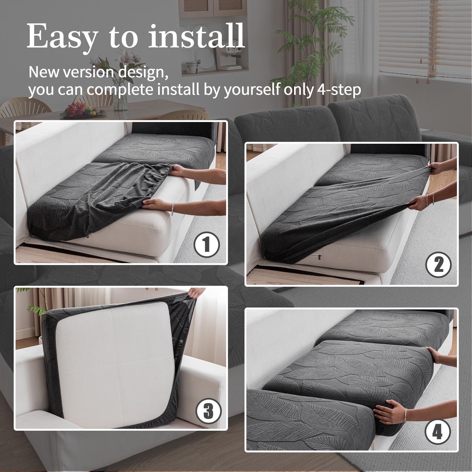 1 Count Elastic Sofa Seat Cover, Modern Anti-Slip Universal Slipcover for L-Shaped and 1–4-Seater Sofas, Elastic Sofa Slipcover, Dustproof Couch Protector, Washable Sofa Slipcover