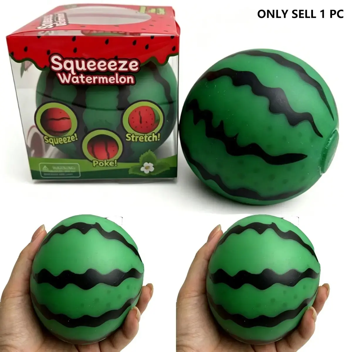 Large Soft Watermelon Stress Ball for Kids and Adults, Fruit Shape Squeeze Toy, Stress Relief Squishy, Anxiety Relief Stretch Ball, Team Gift, Color Changing Squeeze Ball